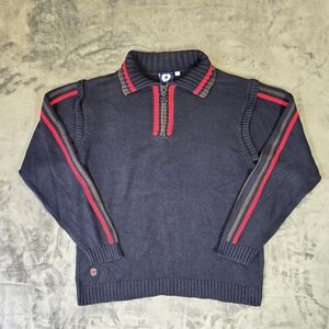 Vintage Converse 1/4 Zip Navy Pullover Sweater Size Small Navy Stripes